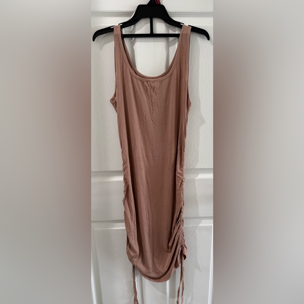 Ruched Bodycon Midi Dress - Nude